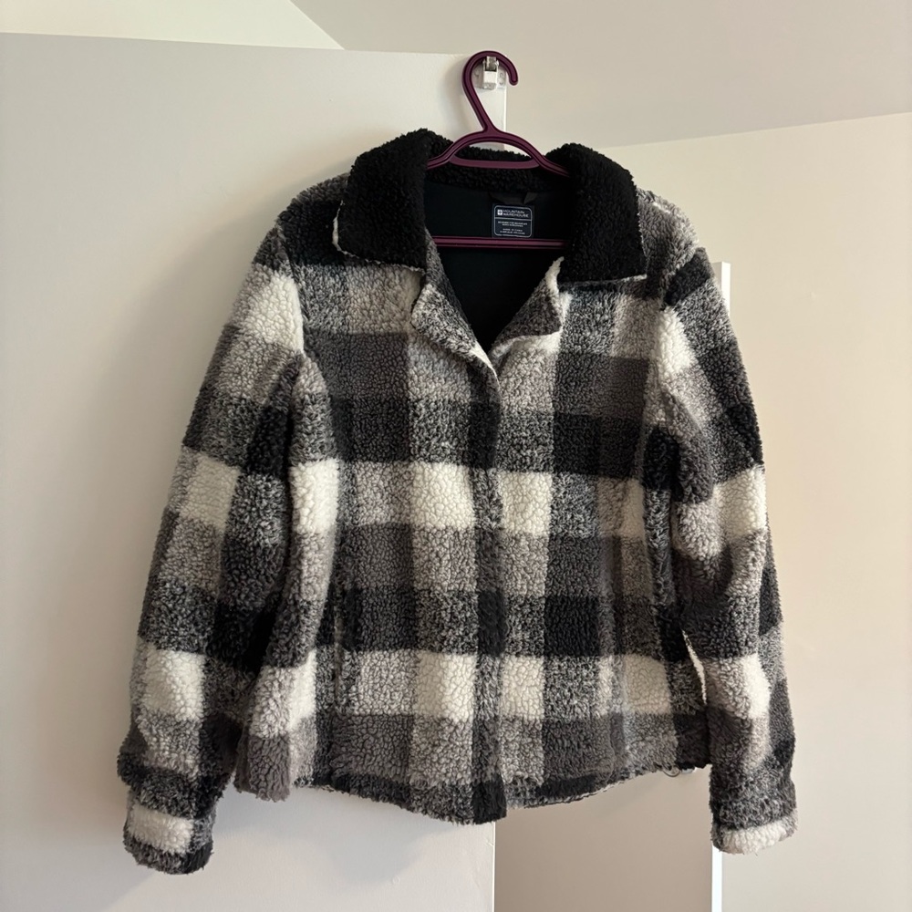 Plaid Sherpa Mountain Warehouse Jacket - Black and White SIZE S